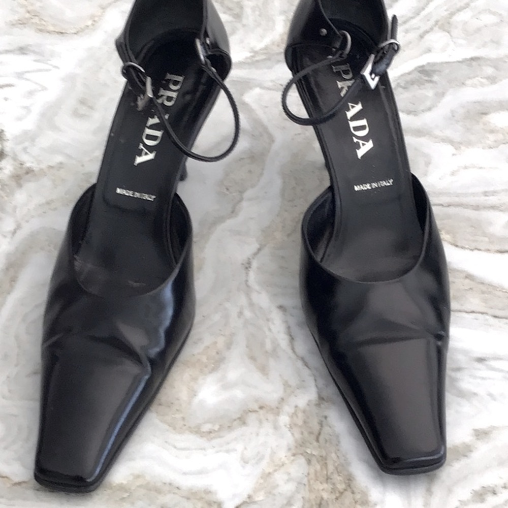 Prada Black Leather 2” Heel